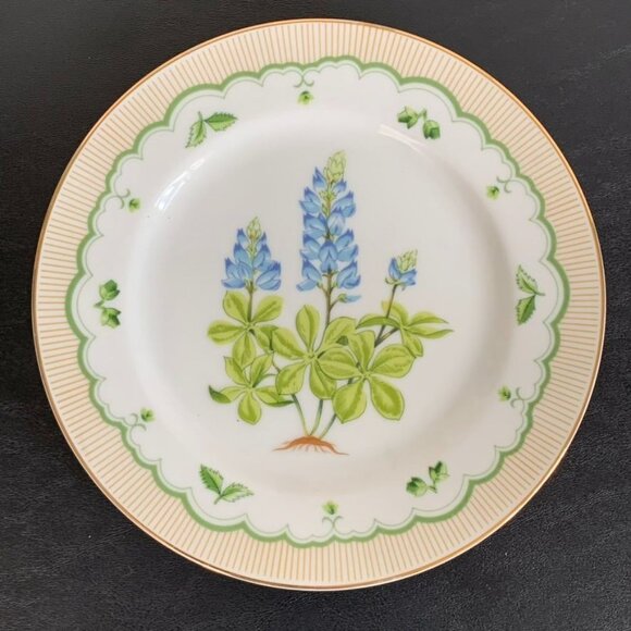 Set of 8 Vintage Georges Briard Salad/Dessert Plates Floral Flower Gold Trim - Picture 2 of 10